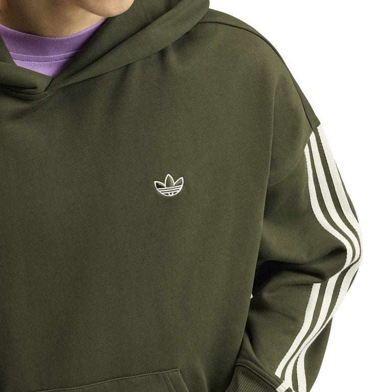 Adidas adiSignature 3 Stripes Hoodie Pullover - L / Olive Five / Off White - 2
