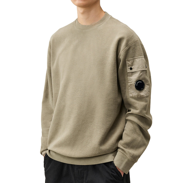 C.P. Company Brushed Emerized Diagonal Fleece Lens Sweatshirt - S / Fallen Rock - 2