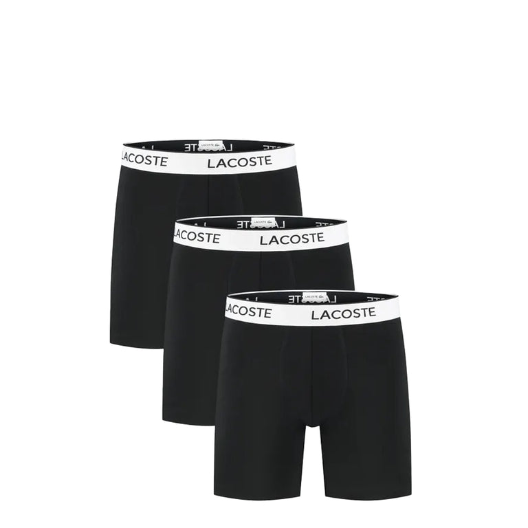 Lacoste 3-Pack Stretch Cotton Boxer Briefs - L / Black
