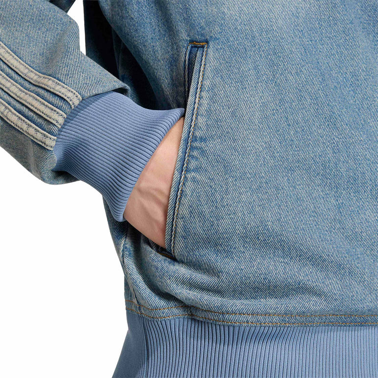 Adidas Firebird Denim Needle Track Top - L / Worn Blue Denim - 4