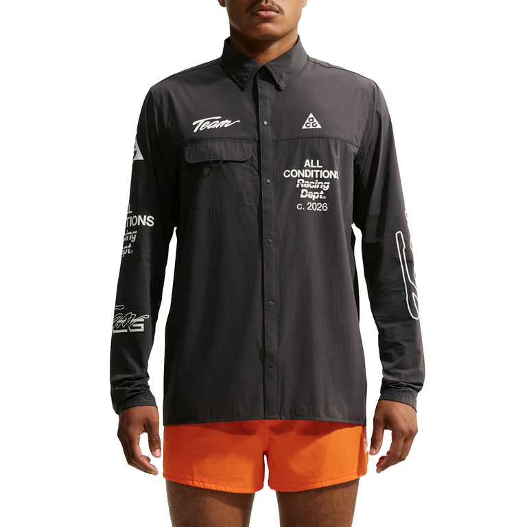 Nike	ACG "Aireez" UV Protection Button-Up Long-Sleeve Graphic Top - XXL / Dark Smoke Grey / White - 4
