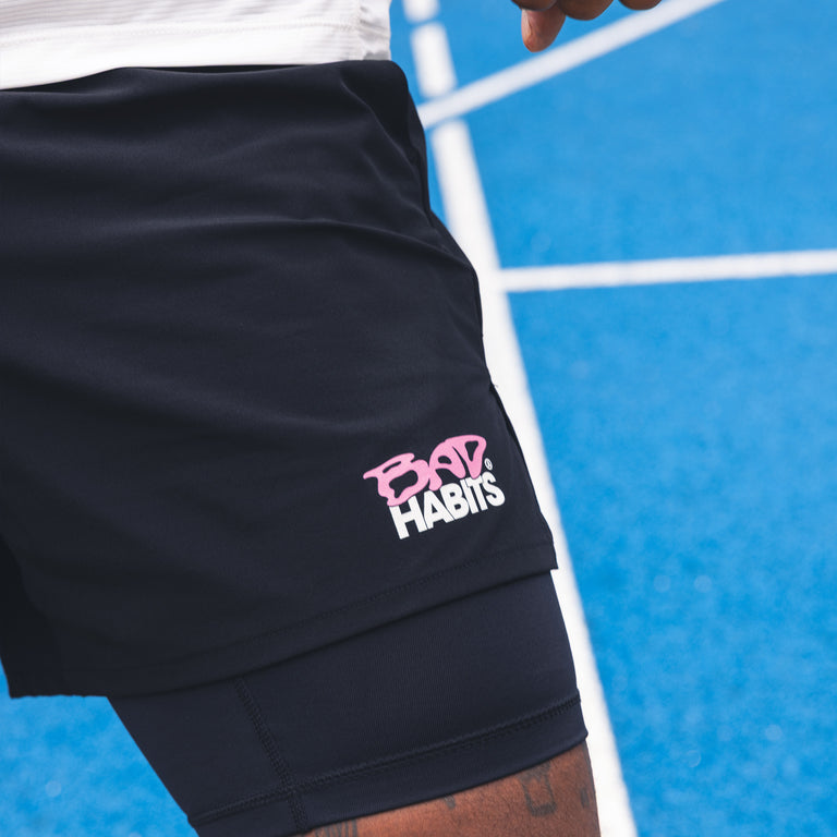 Bad Habits Running Shorts (Black) onfeet