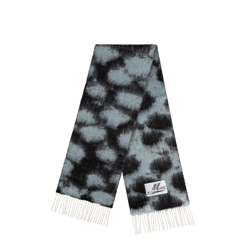 【MARNI】Leopard Wool Blend Muffler Ridden Blue Marni Leopard Wool Blend Scarf » dispo en ligne maintenant !