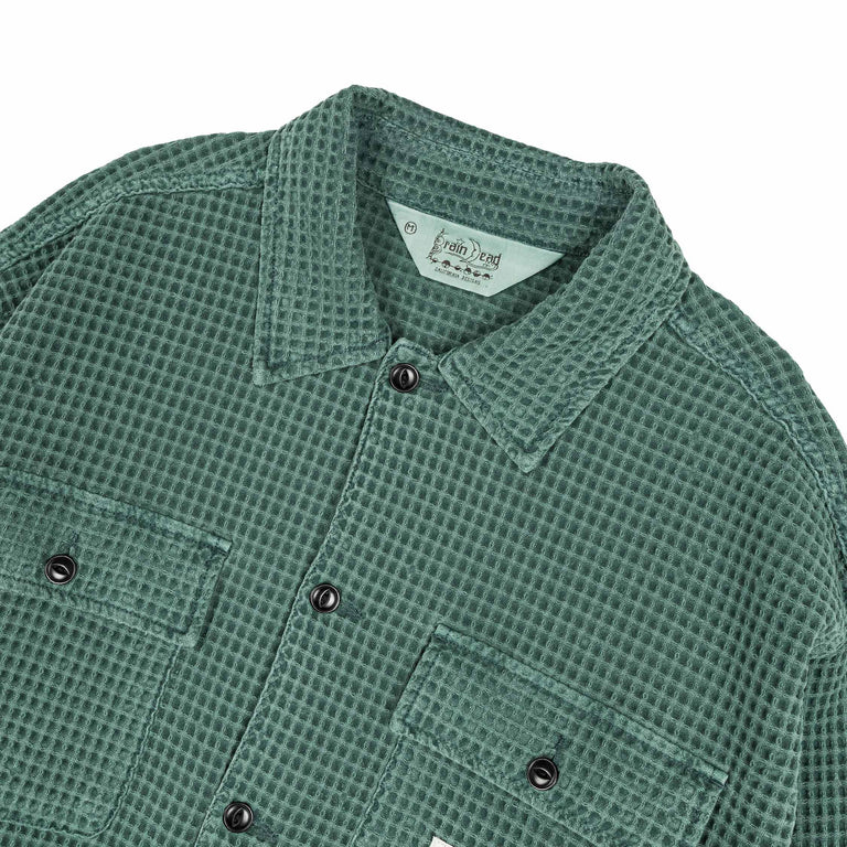Brain Dead Waffle Button Front Shirt - M / Pine - 2