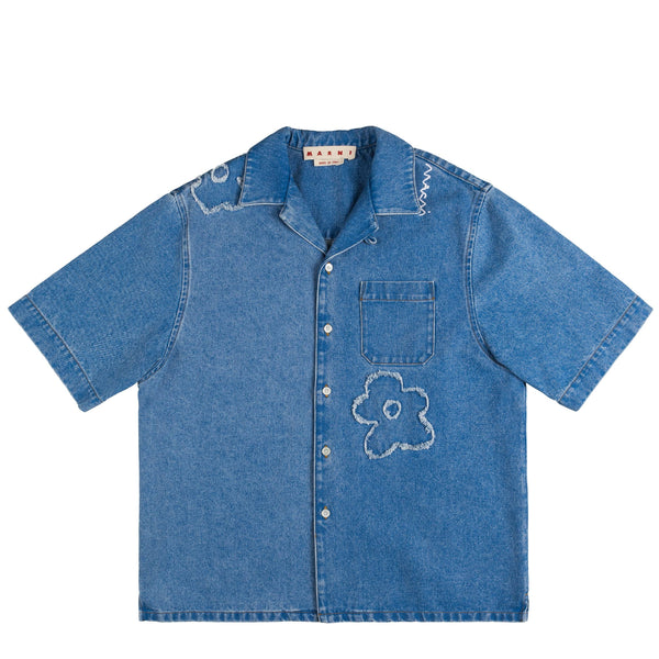 Tシャツ・カットソー MARNI SS25 DENIM BOWLING SHIRT (CUJU0024A0 USCX38LOB95) Marni Bowling Shirt With Dillies Patch Details | Apparel