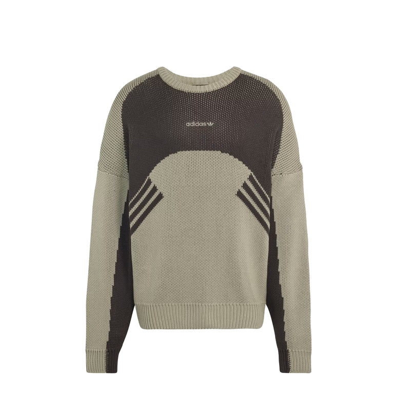 Adidas Munich 93 Chunky Knit Crewneck Sweatshirt - L / Silver Pebble / Utility Black - 1
