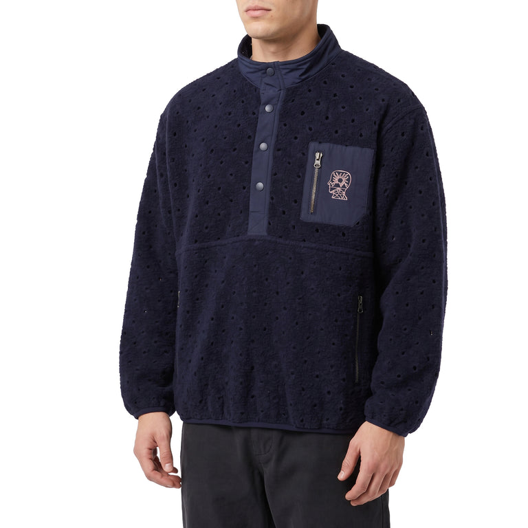 Brain Dead Hole Mock Neck Pullover - S / Navy - 2
