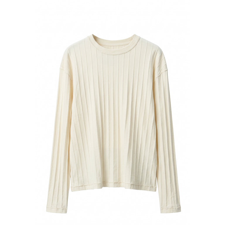 mfpen Round Neck Sweater - L / Ecru Inverted Ajour Stripe
