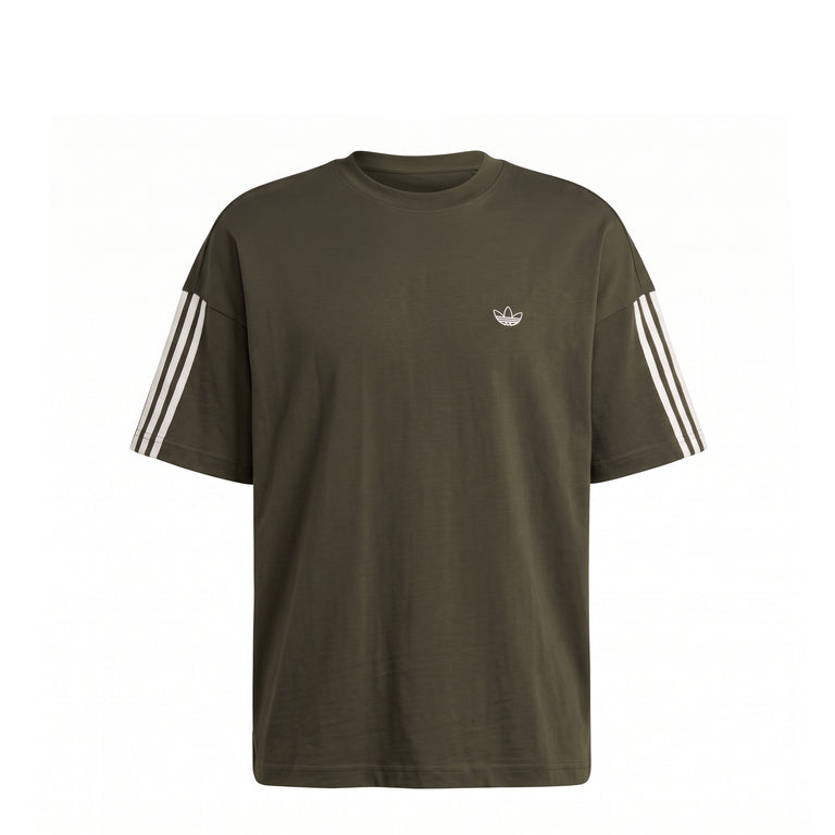 Adidas	adiSignature 3 Stripes T-Shirt - L / Olive Five / Off White
