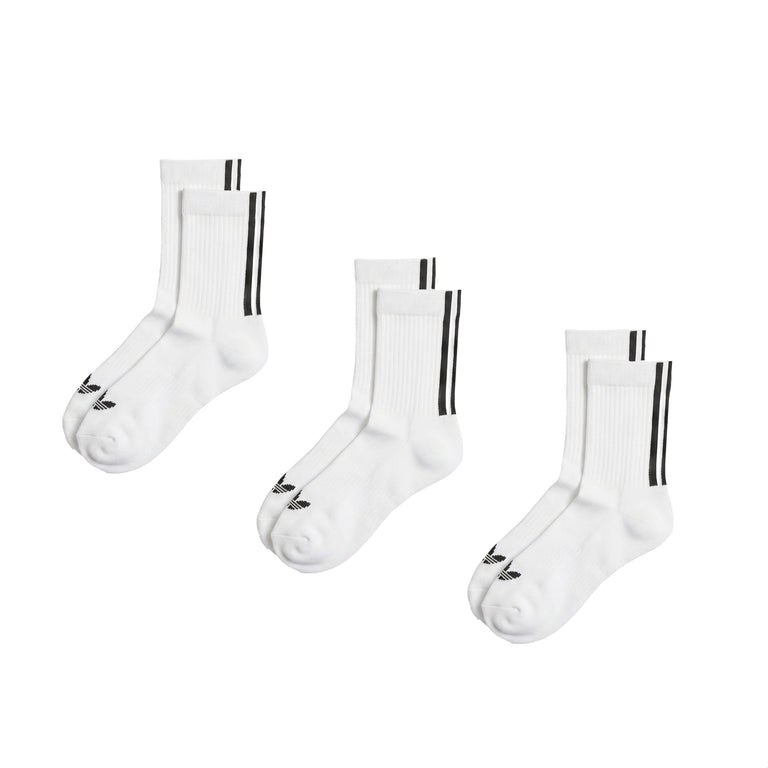 Adidas	Quarter 3 Back Stripes Socks 3 Pairs - XL / White / White / White
