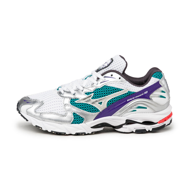 Mizuno Wave Rider 10 Sport - 40.5 / White / Silver / Teal Blue - 1