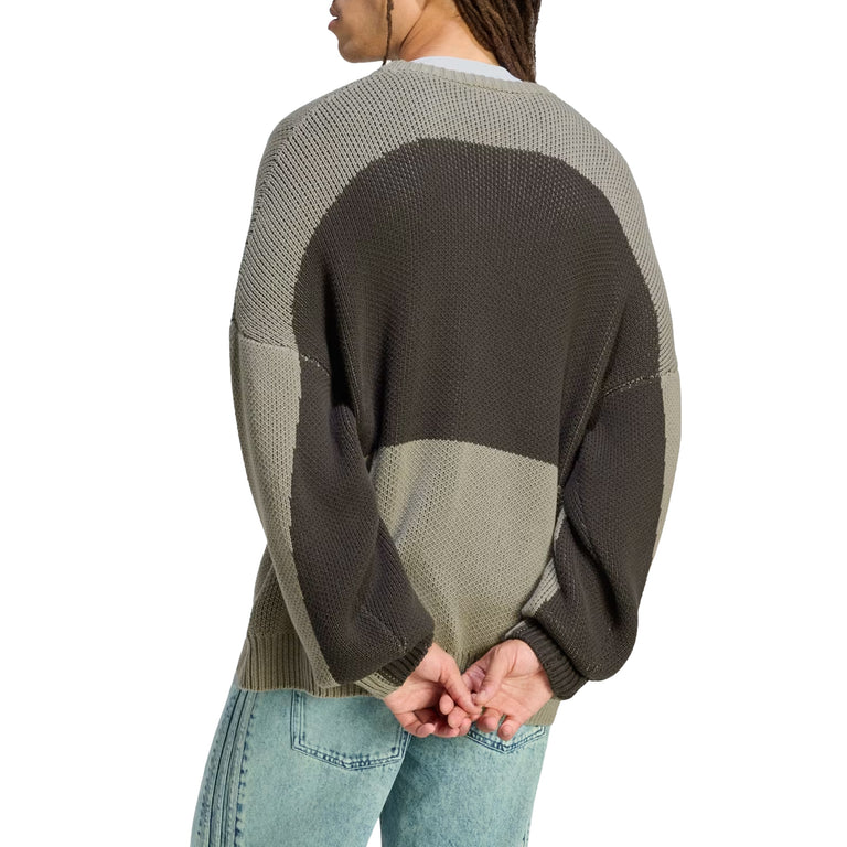 Adidas Munich 93 Chunky Knit Crewneck Sweatshirt - L / Silver Pebble / Utility Black - 3
