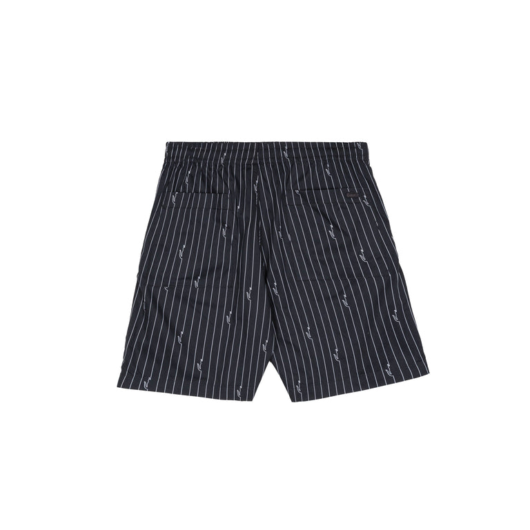 Lacoste Crocodile Print Stripe Cotton Shorts - S / Noir / Blanc - 2