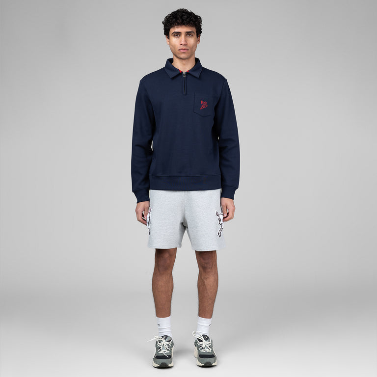Polo Ralph Lauren Double-Knit Mesh Collared Sweatshirt