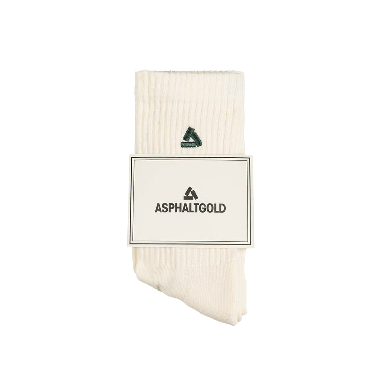 Asphaltgold 2-Pack Stack Logo Socks - 36-40 / Off White / Dark Green - 3