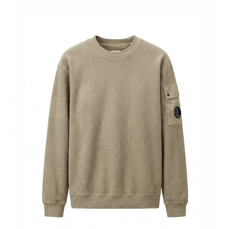 C.P. Company Brushed Emerized Diagonal Fleece Lens Sweatshirt - S / Fallen Rock - 1