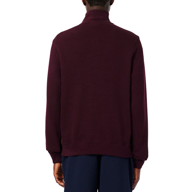 Lacoste Zippered Stand Up Collar Cotton Sweatshirt - S / Dark Burgundy - 3