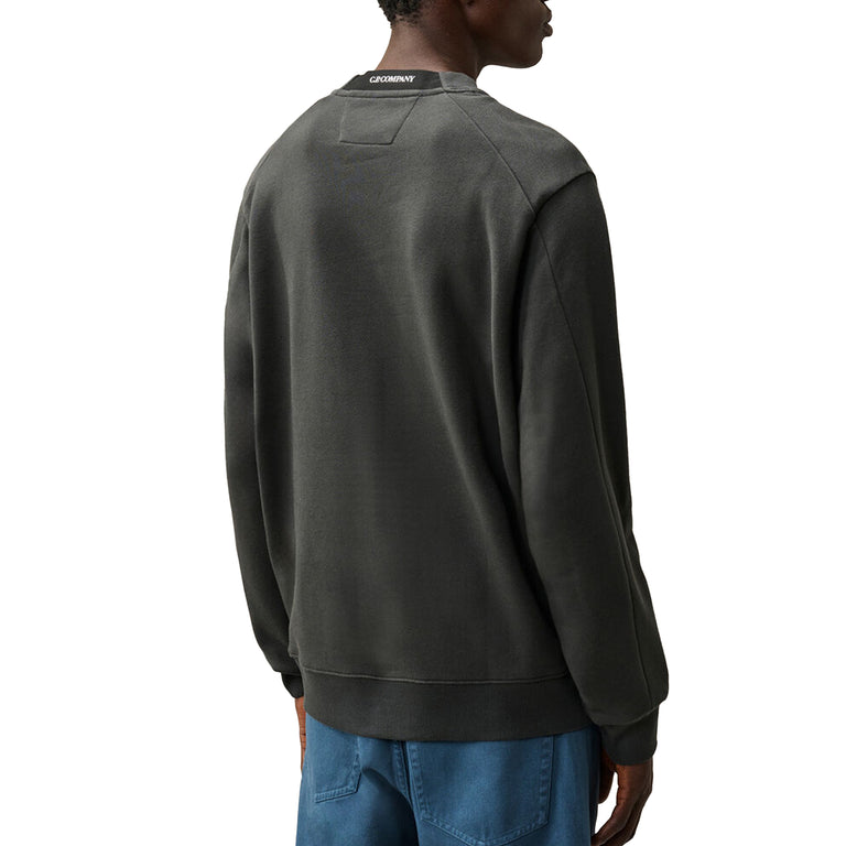 C.P. Company Diagonal Raised Fleece Crew Neck Lens Sweatshirt - S / Raven - 3
