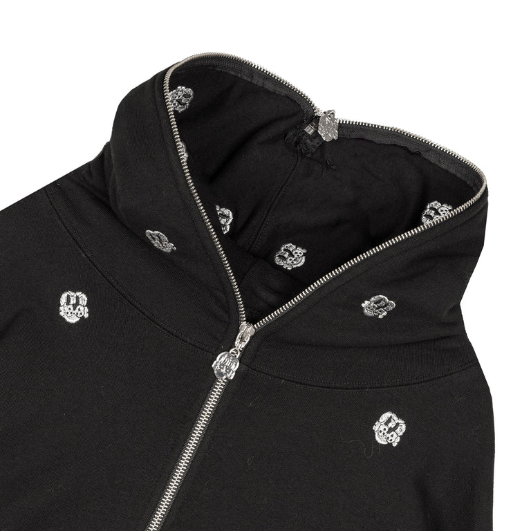 CHITO International Allover Finesse Embroidered 1/4 Zip Pullover Hoodie - L / Black - 2