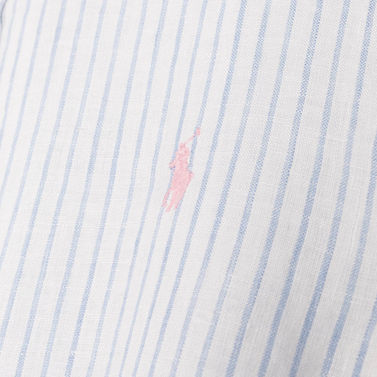 Polo Ralph Lauren Custom Fit Striped Linen Shirt - XXL / White / Blue - 3