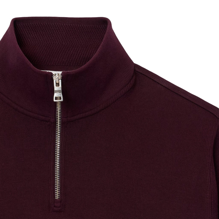 Lacoste Zippered Stand Up Collar Cotton Sweatshirt - S / Dark Burgundy - 4