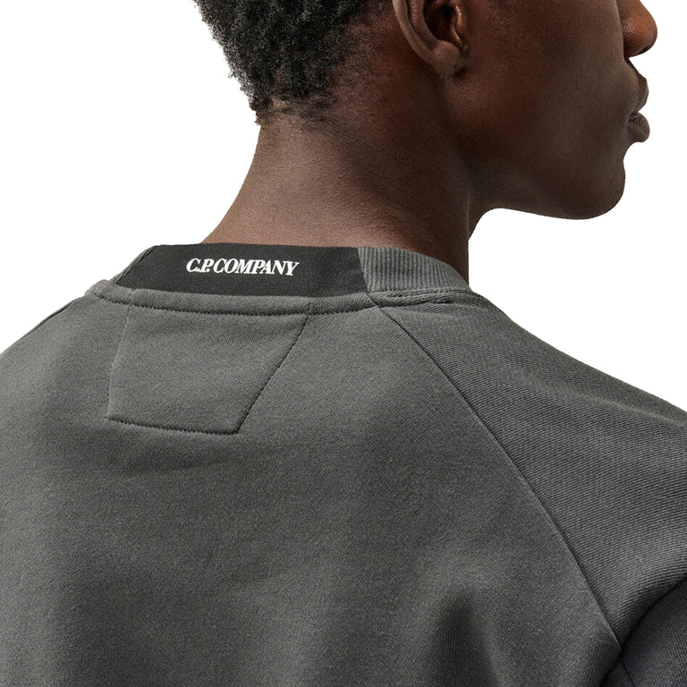 C.P. Company Diagonal Raised Fleece Crew Neck Lens Sweatshirt - S / Raven - 5

