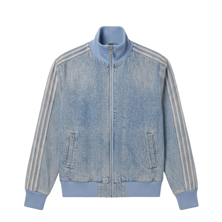 Adidas Firebird Denim Needle Track Top - L / Worn Blue Denim - 1