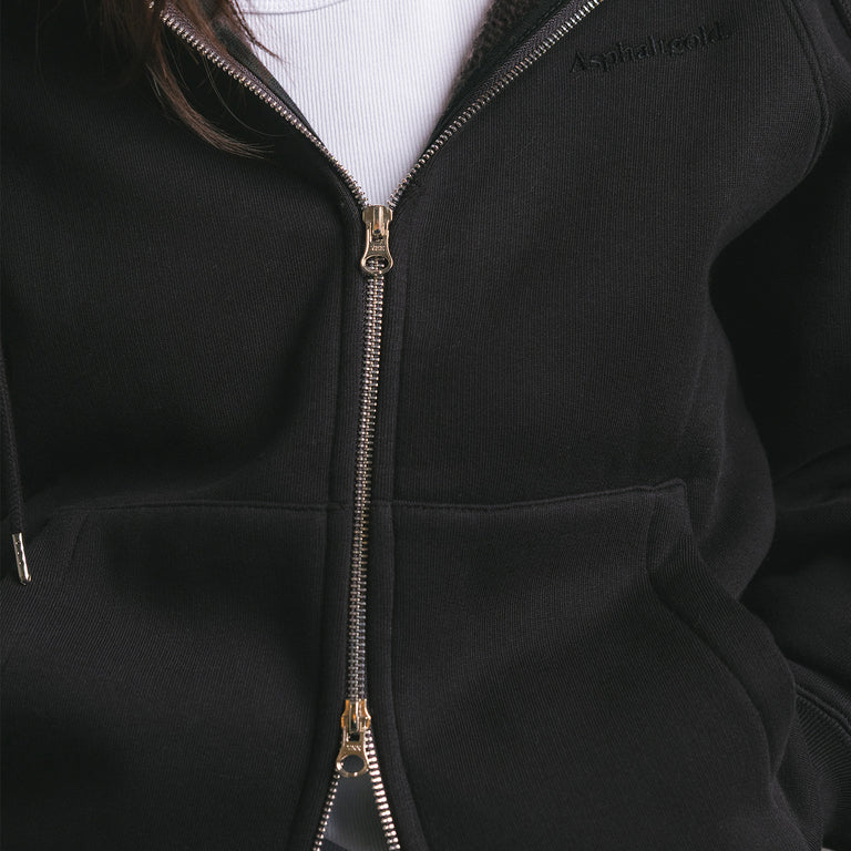 Asphaltgold Essential Zip Hoodie (Black) onfeet