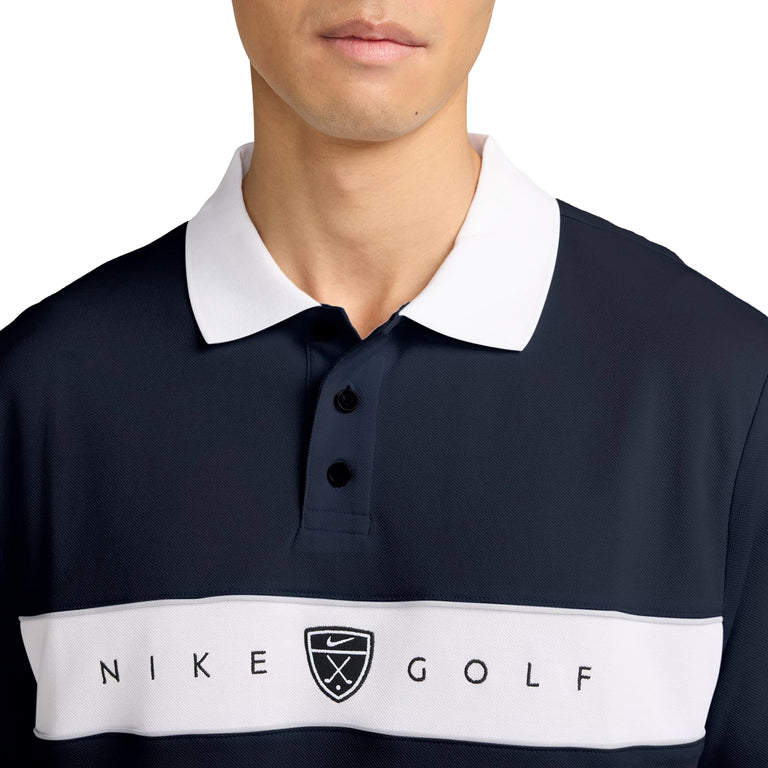 Nike	Fairway Fresh Dri-Fit Panel Loose Golf Polo - XXL / College Navy / White / Limestone / Black - 4