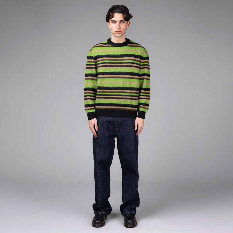 Metalwood Striped Mohair Knit Sweater