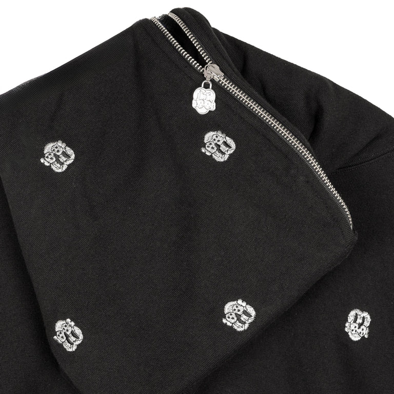 CHITO International Allover Finesse Embroidered 1/4 Zip Pullover Hoodie - L / Black - 5