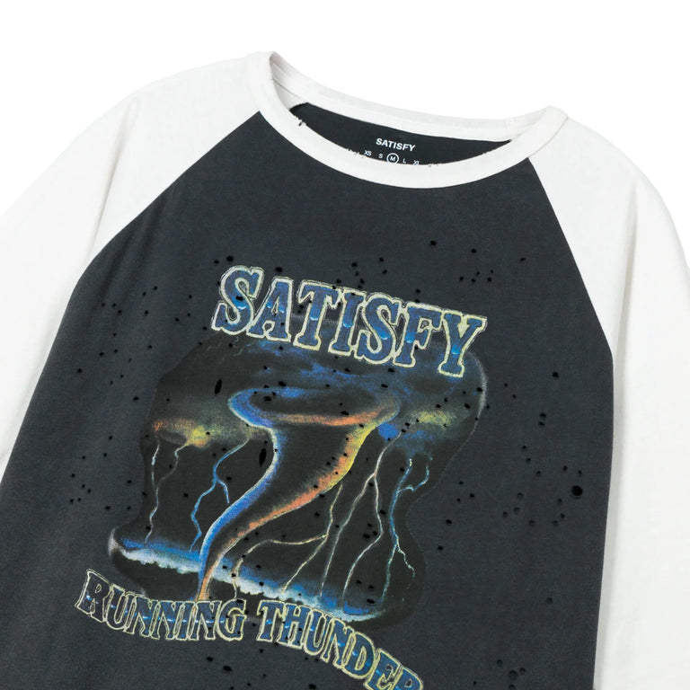 Satisfy MothTech Baseball Tee - M / Off White / Aged Black - 3