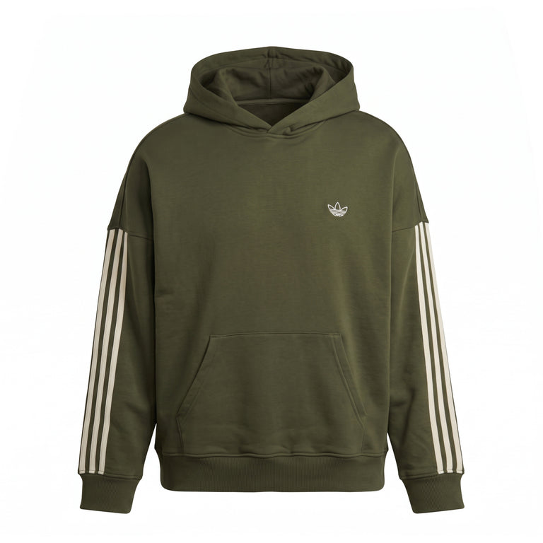 Adidas adiSignature 3 Stripes Hoodie Pullover - L / Olive Five / Off White - 1
