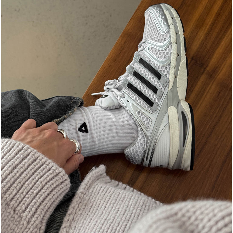 Asphaltgold 3-Pack Stack Logo Socks (White / Black) onfeet