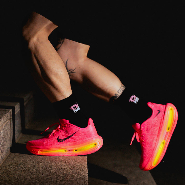 Bad Habits Running Socks (Black) onfeet