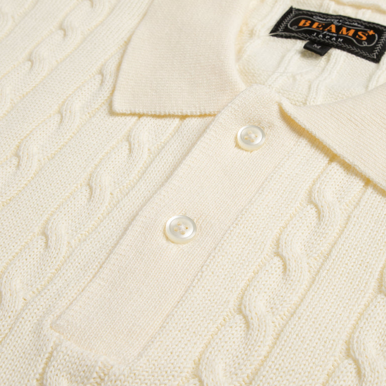 Beams Plus Cable Knit Polo Shirt