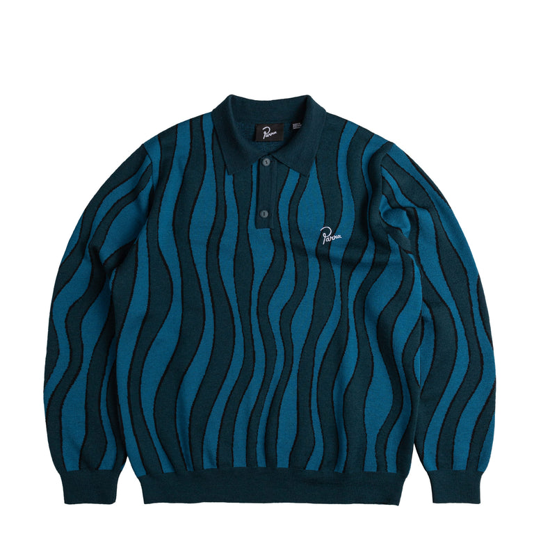By Parra Aqua Weed Waves Knitted Polo Shirt